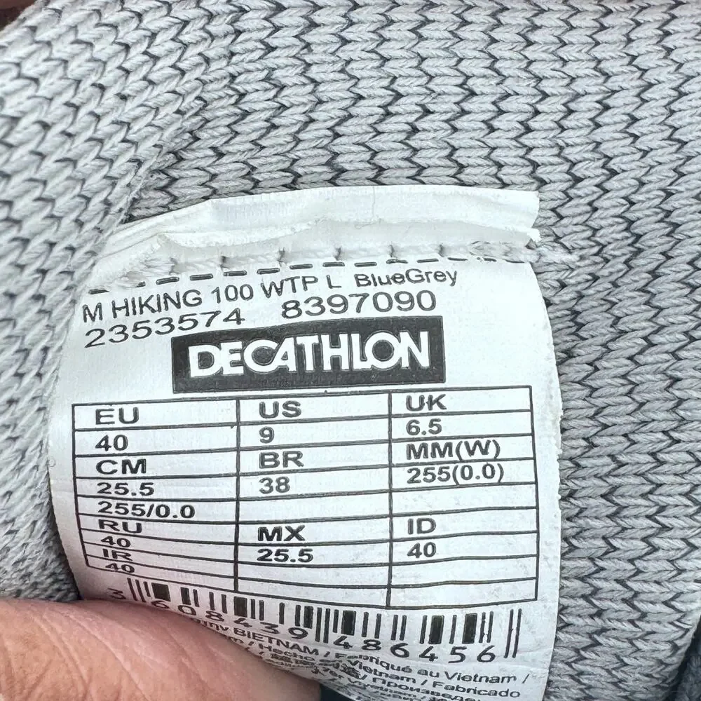 Quechua Decathlon MH100 Hiking Shoes Waterproof 8397090 Blue Grey Womens Size 9